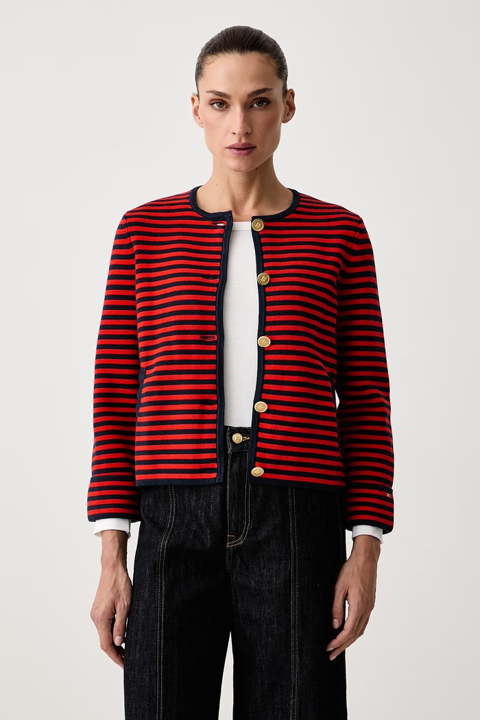 Tommy Hilfiger Kardigan damski bawełniany czerwony WW0WW50088