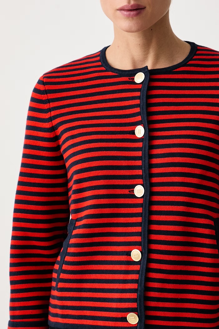 Kardigan damski bawełniany Tommy Hilfiger WW0WW50088 czerwony