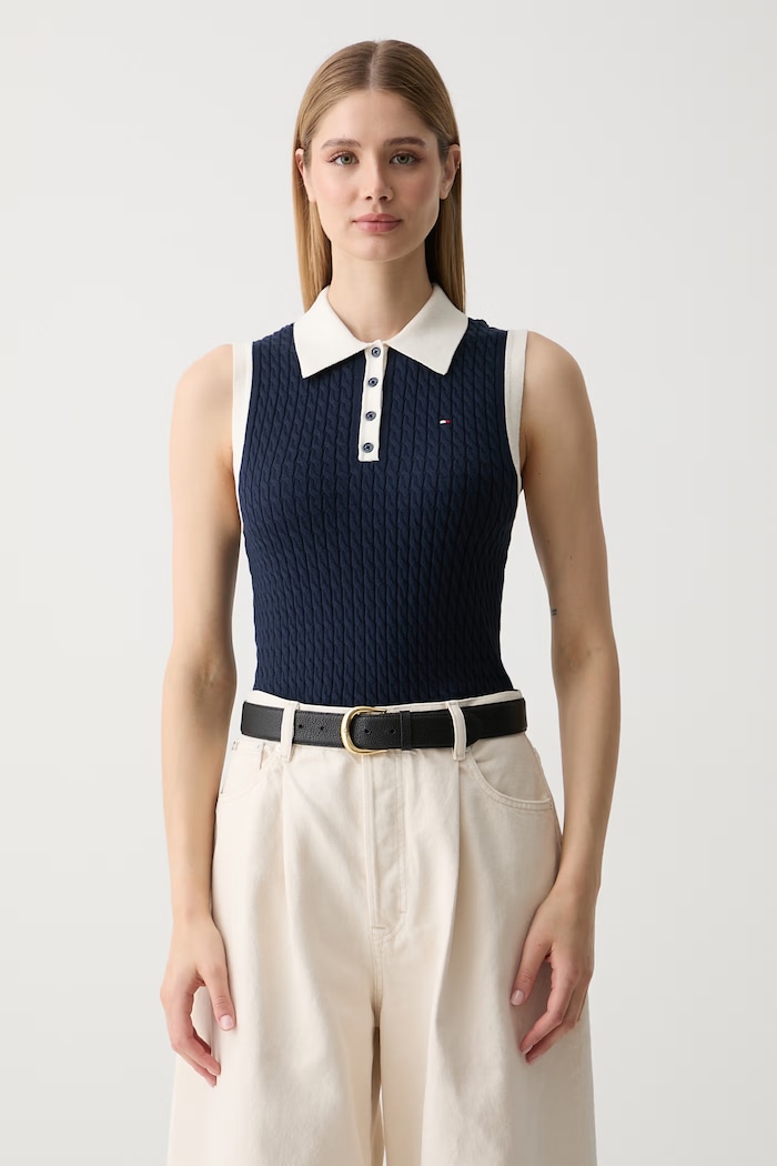 Tommy Hilfiger svetrový top dámský bavlněný námořnická modř WW0WW50102