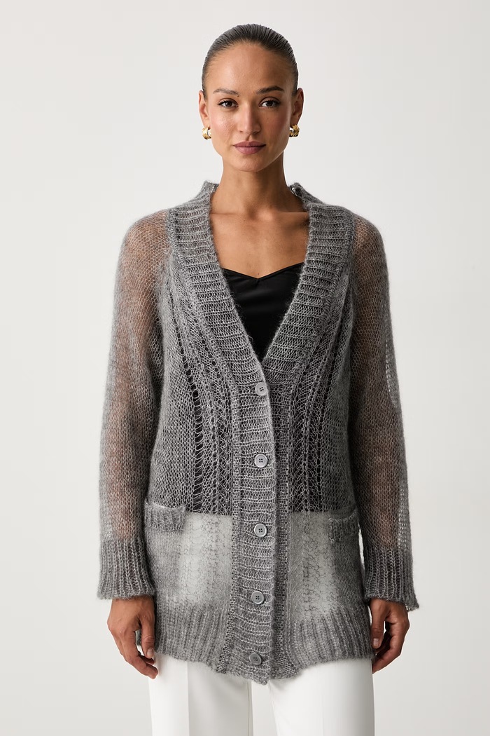 Ermanno Scervino LIFE kardigan damski z wełną szary D494N500VYN