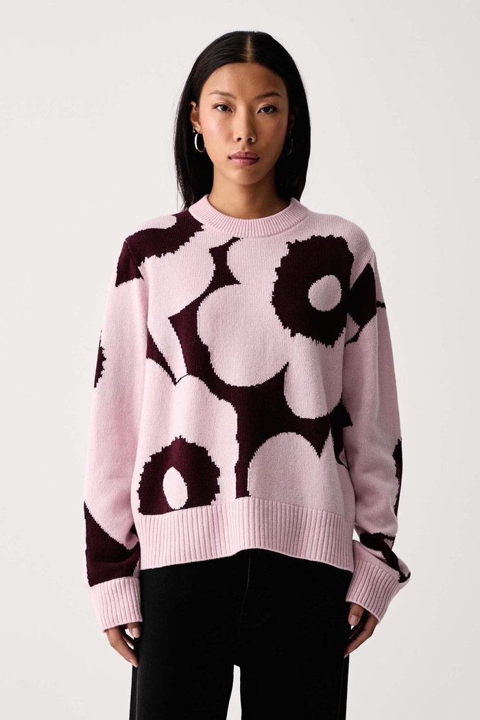 Marimekko Sweter damski wełniany różowy 095727