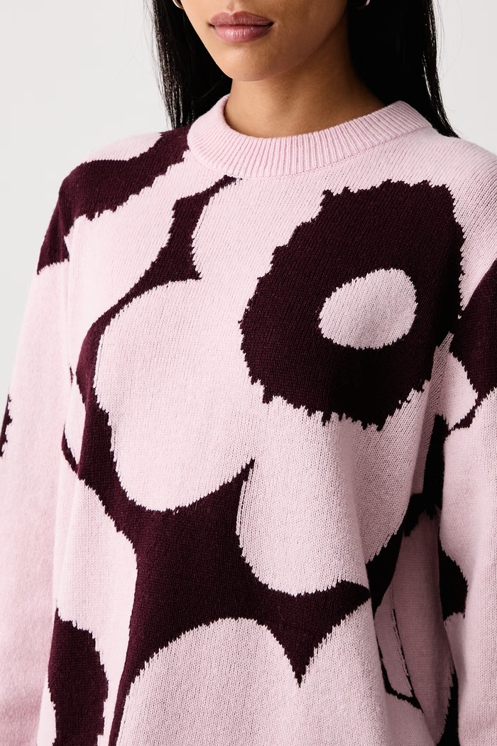 Sweter damski wełniany Marimekko 095727 różowy
