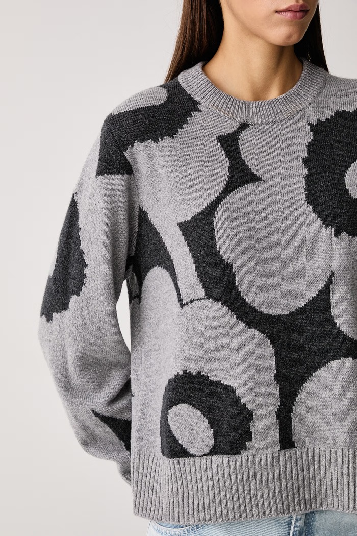 Sweter damski wełniany Marimekko 095727 szary
