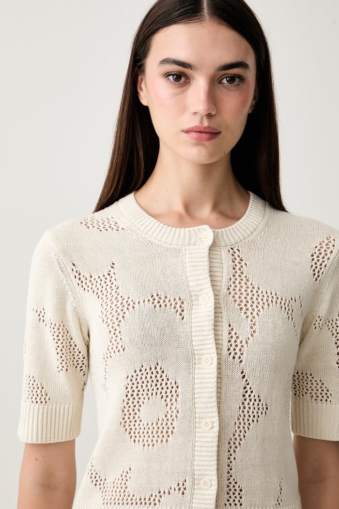 Marimekko kardigan za žene od lana bež 095709