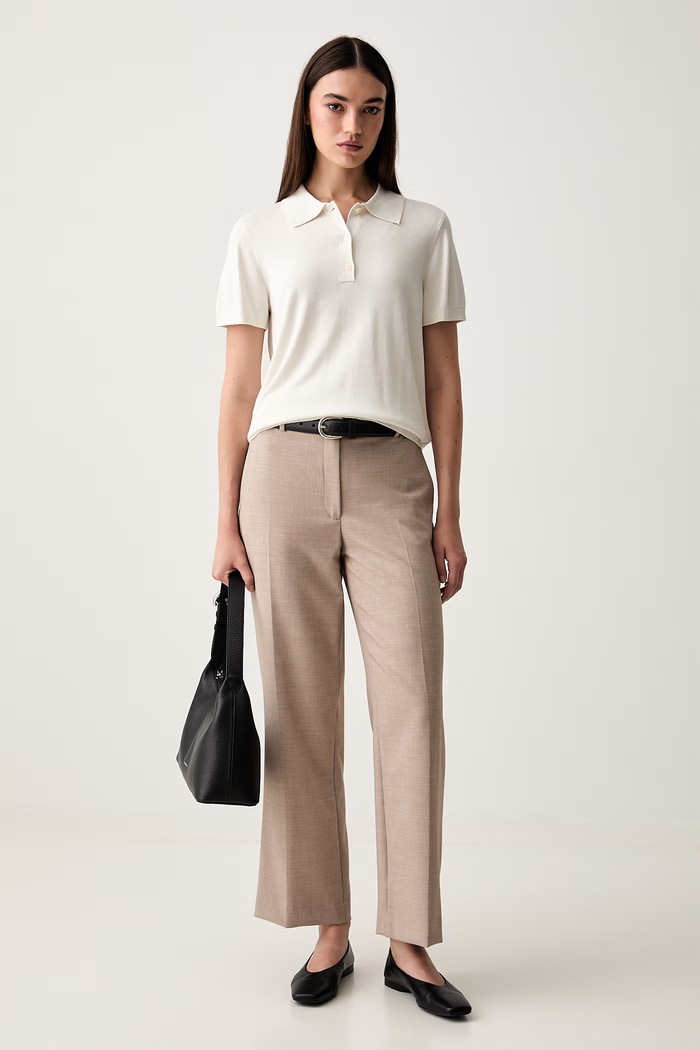 Calvin Klein polo dámské z viskózy LV044G311G béžová AW26