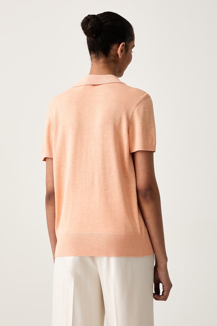 Дрехи Calvin Klein тениска с яка дамска от вискоза LV044G311G оранжев