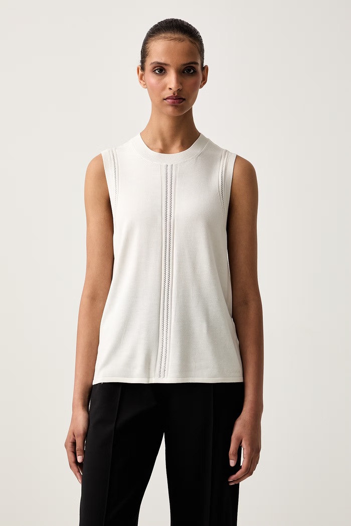 Calvin Klein úpletový top dámsky s viskózou béžová LV044G310G