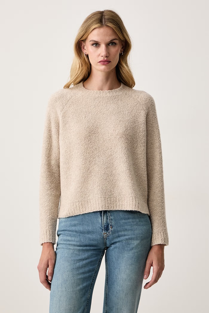 BOSS Sweter damski z wełną Febisana beżowy 50567052