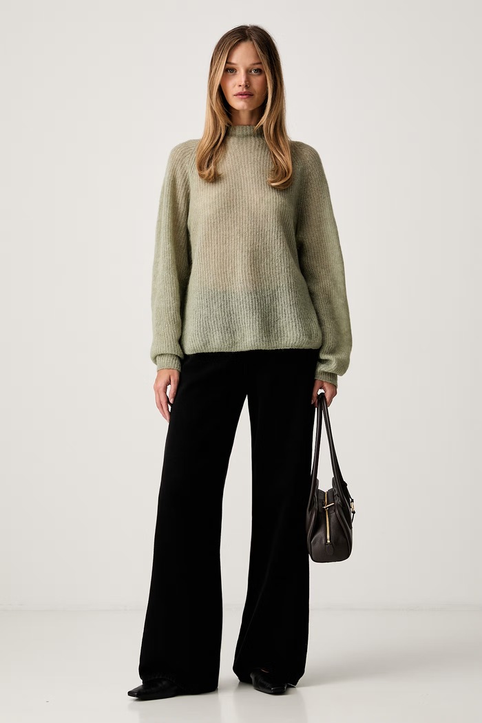 BOSS sweter damski z wełną Fewena 50564438 zielony AW26