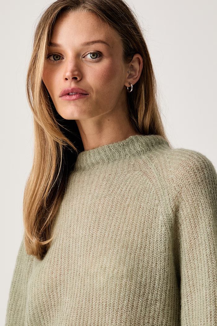 BOSS sweter damski z wełną Fewena zielony 50564438