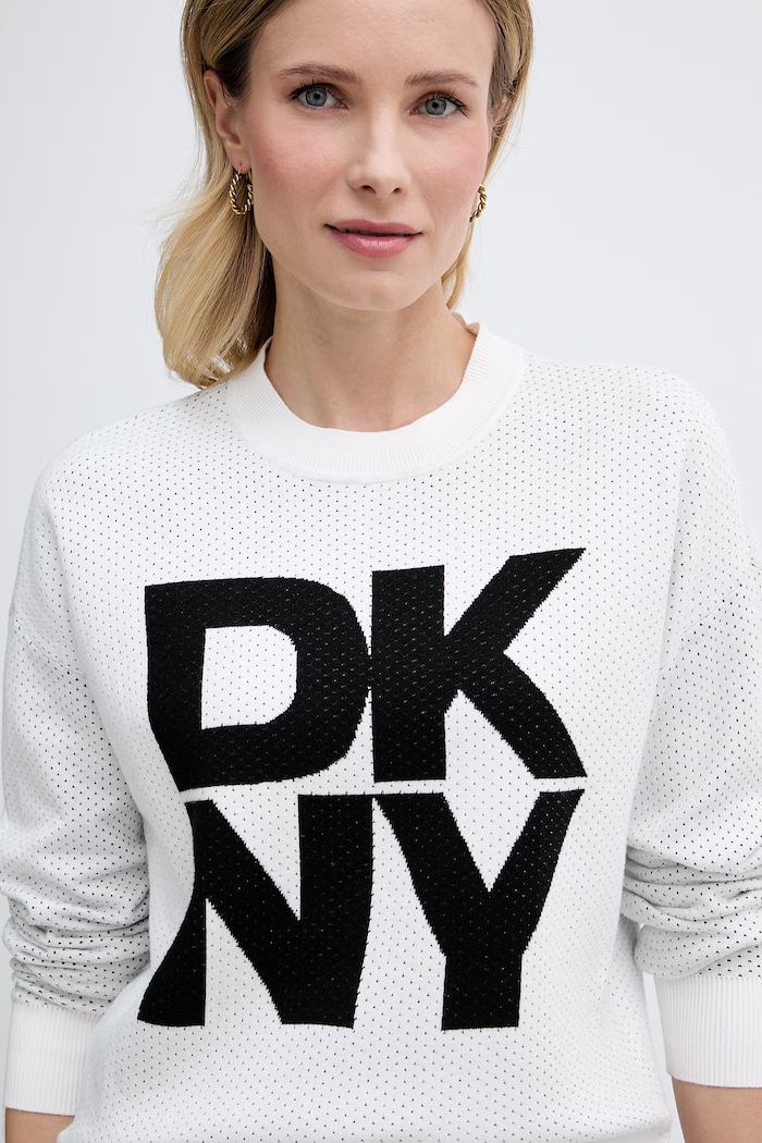 DKNY sweter damski z wiskozy biały P5MSAY12