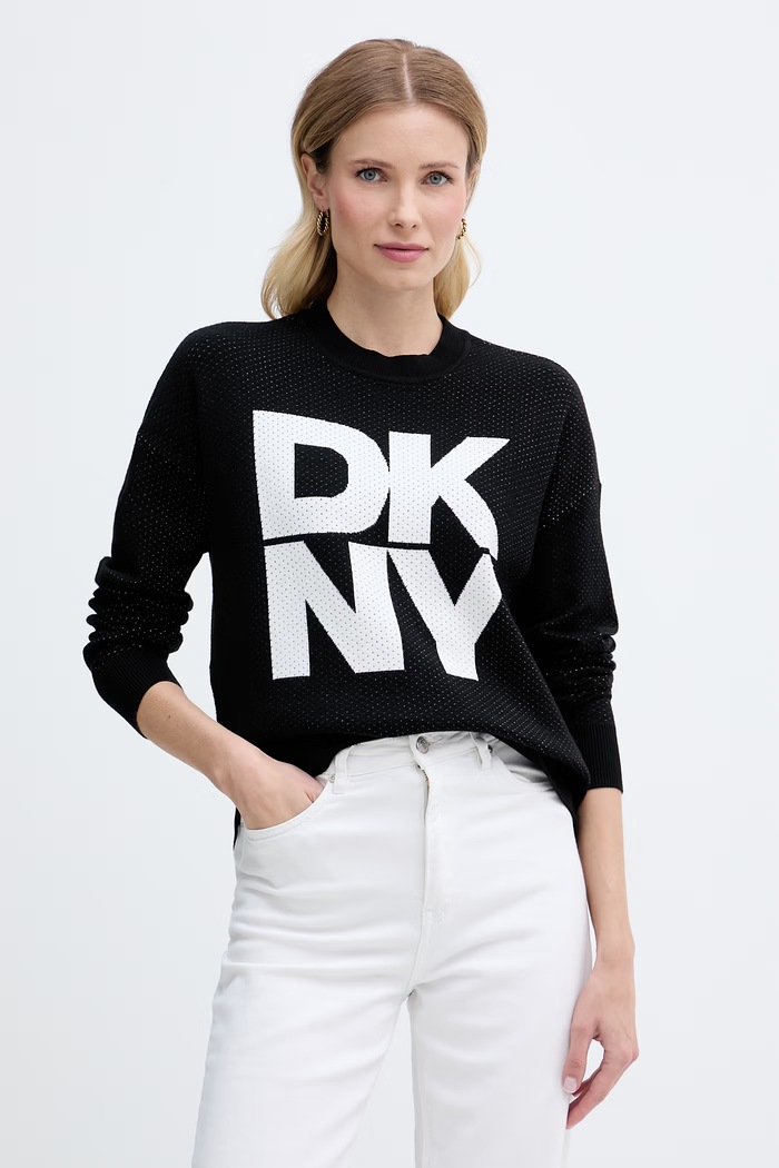 DKNY sveter dámsky s viskózou čierna P5MSAY12