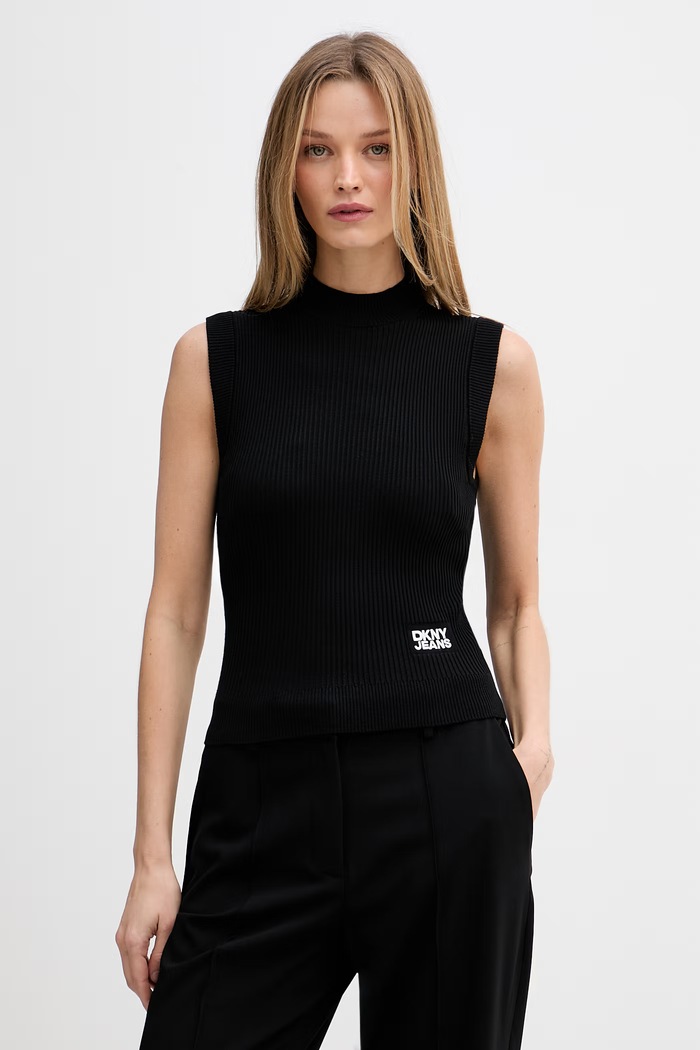 DKNY top swetrowy damski czarny DJ6R0495