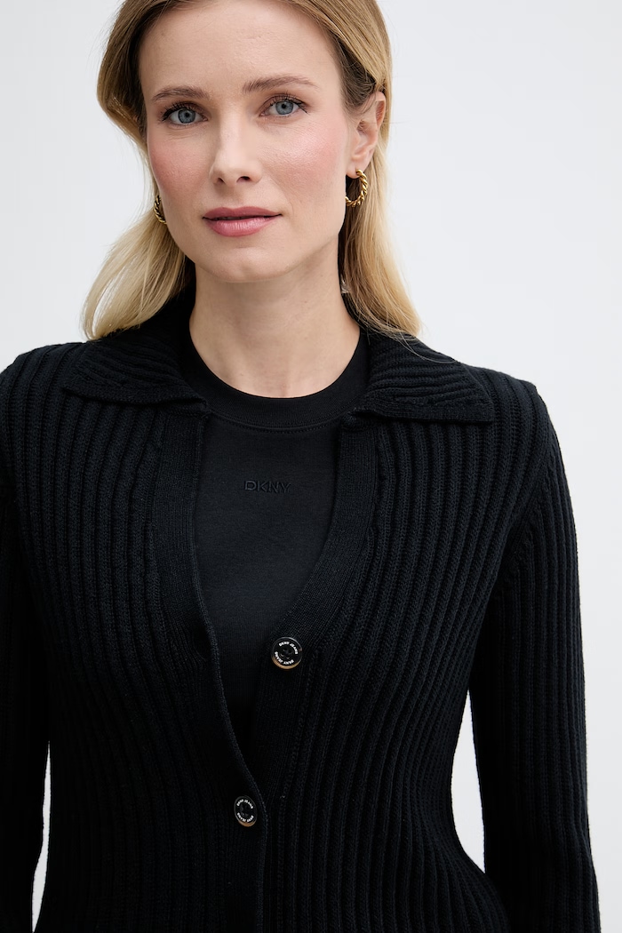 DKNY kardigan damski bawełniany czarny DJ6R0301