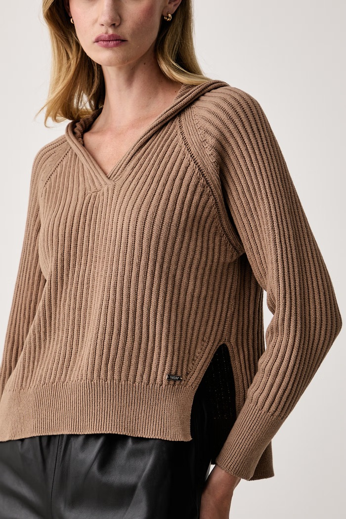 DKNY sweter damski bawełniany brązowy DJ6R0174
