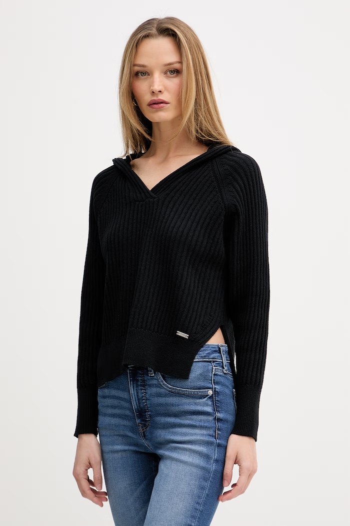 DKNY sweter damski bawełniany czarny DJ6R0174