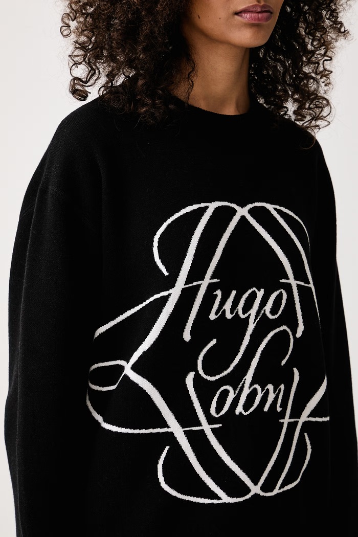 Sweter damski bawełniany Siennale HUGO 50562692 czarny