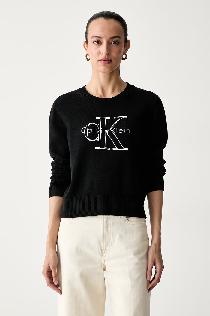 Calvin Klein Jeans pulover za žene od pamuka crna LV047G322G
