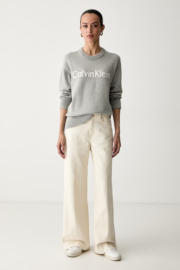 Calvin Klein Jeans pulover za žene od pamuka LV044G313G siva AW26