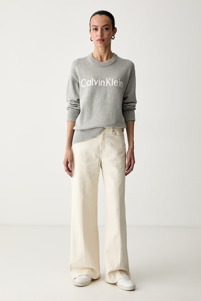 Calvin Klein Jeans pulover za žene od pamuka LV044G313G siva AW26