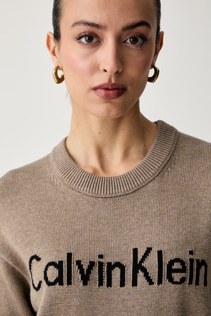 Calvin Klein Jeans pulover za žene od pamuka smeđa LV044G313G