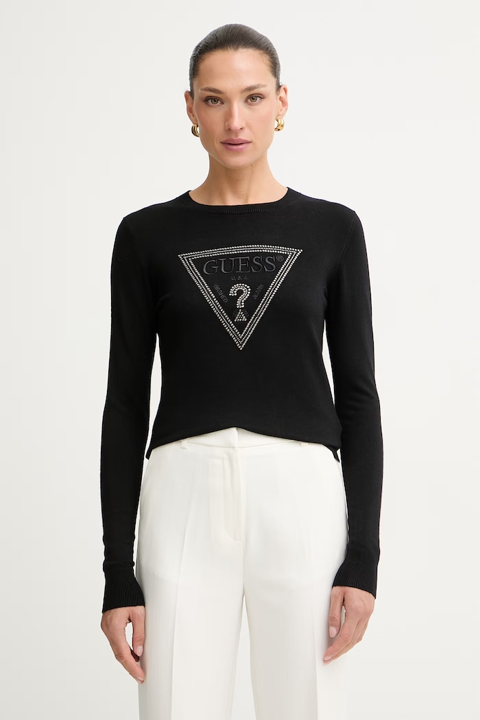 Guess pulóver női viszkózzal KATIE fekete W6YR28.Z0976