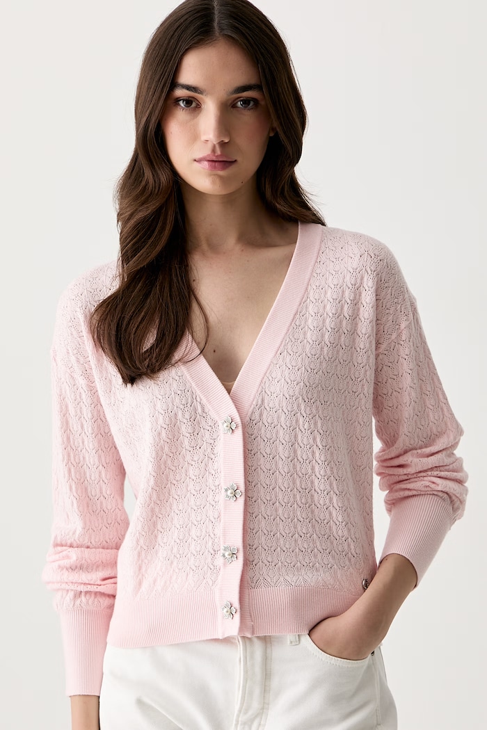 Guess cardigan pentru femei, cu vâscoză NINA roz W6YR14.Z0955