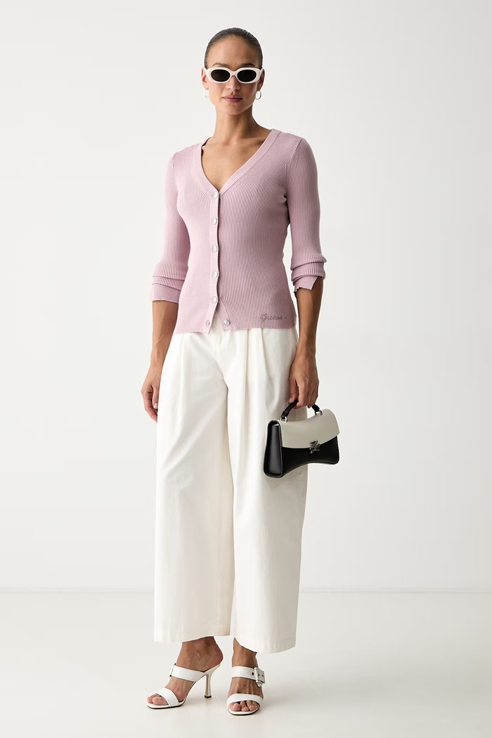 Guess ζακέτα γυναικεία με βισκόζη ELLIE W6YR11.Z0950 ροζ AW26