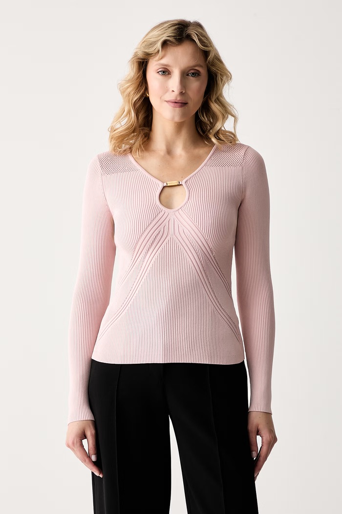 Marciano by Guess πουλόβερ γυναικείο με βισκόζη JAMILA ροζ G6YR08.Z1067