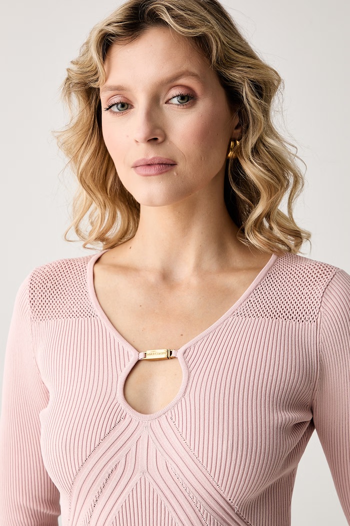 Marciano by Guess πουλόβερ γυναικείο με βισκόζη JAMILA ροζ G6YR08.Z1067