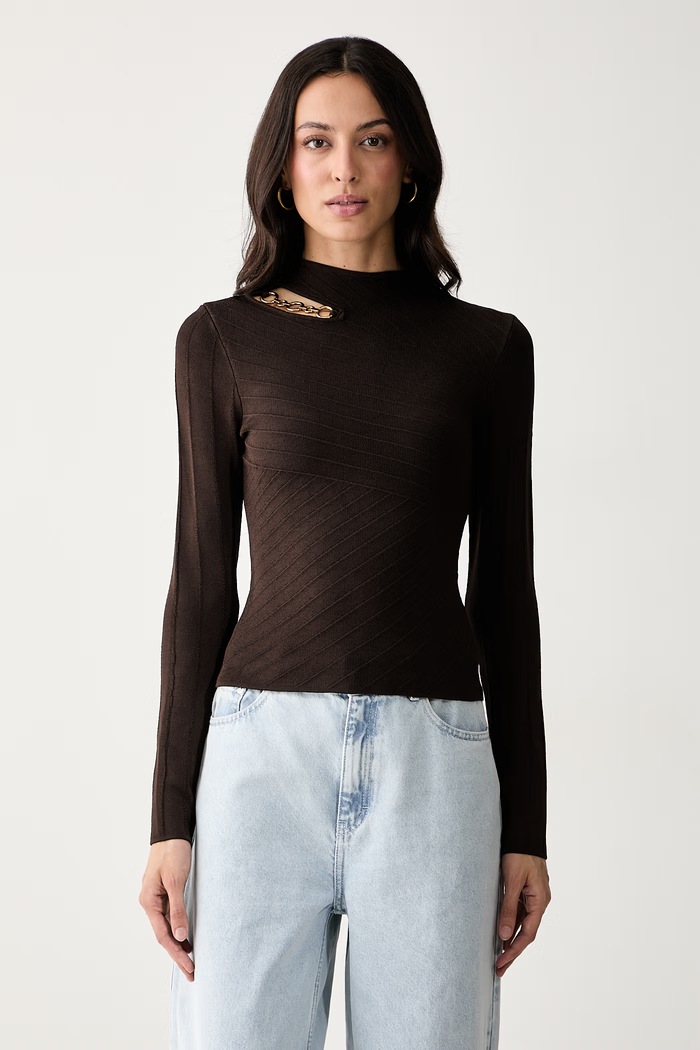 Marciano by Guess sweter damski z wiskozą KAEDA brązowy G6YR07.Z1060
