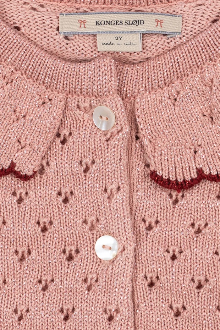 Dziewczynka Konges Sløjd Kardigan dziecięcy z bawełną HOLIDAY CARDIGAN KS106493.9BY2 różowy