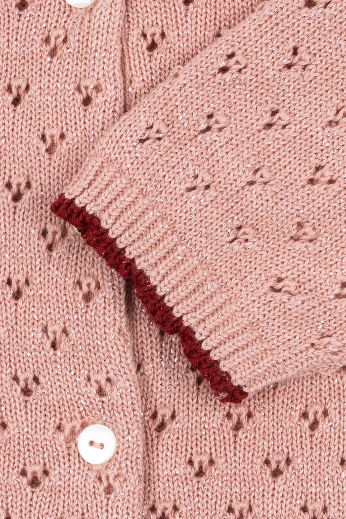 Kardigan dziecięcy z bawełną HOLIDAY CARDIGAN Konges Sløjd KS106493.9BY2 różowy