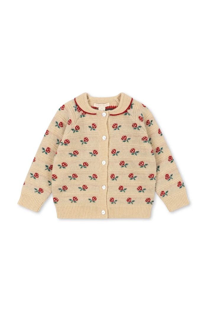 Konges Sløjd Kardigan dziecięcy z wełną BELOU COLLAR CARDIGAN KS106393.9BY2 beżowy AW26
