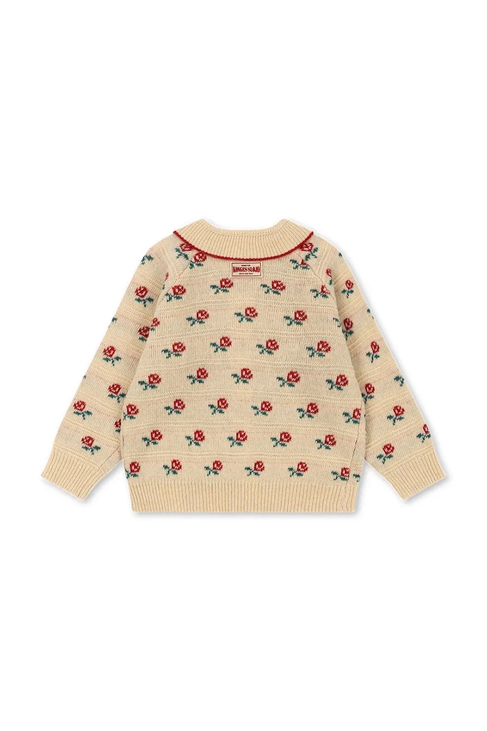 Dziewczynka Konges Sløjd Kardigan dziecięcy z wełną BELOU COLLAR CARDIGAN KS106393.9BY2 beżowy