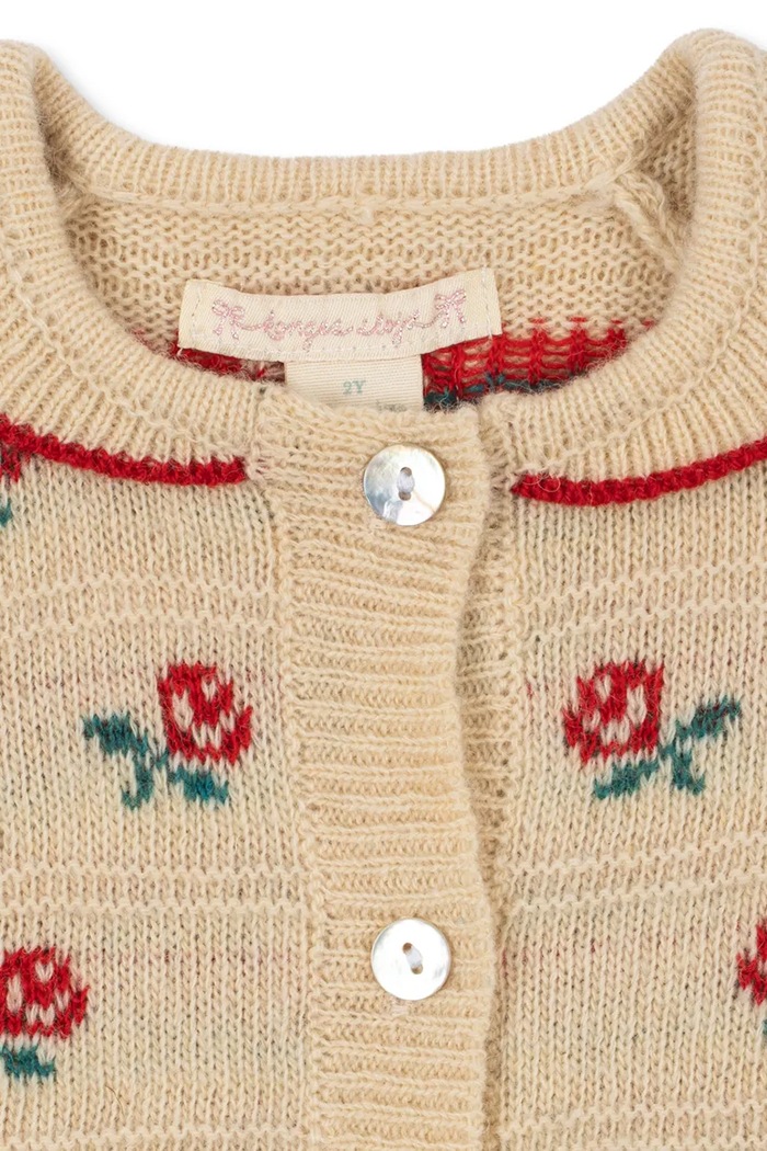 Kardigan dziecięcy z wełną BELOU COLLAR CARDIGAN Konges Sløjd KS106393.9BY2 beżowy