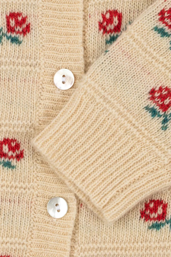 Kardigan dziecięcy z wełną BELOU COLLAR CARDIGAN Konges Sløjd beżowy KS106393.9BY2