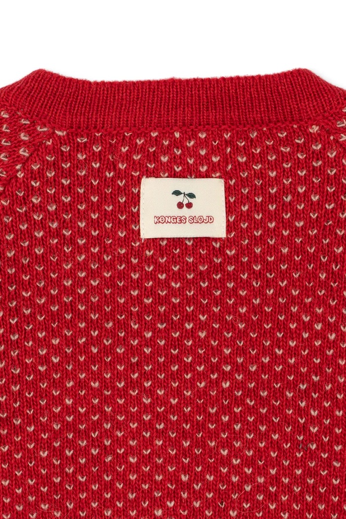 Kardigan dziecięcy z wełną BELOU CARDIGAN Konges Sløjd KS106392.9BY2 czerwony