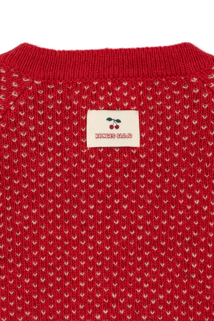 Kardigan dziecięcy z wełną BELOU CARDIGAN Konges Sløjd KS106392.9BY2 czerwony