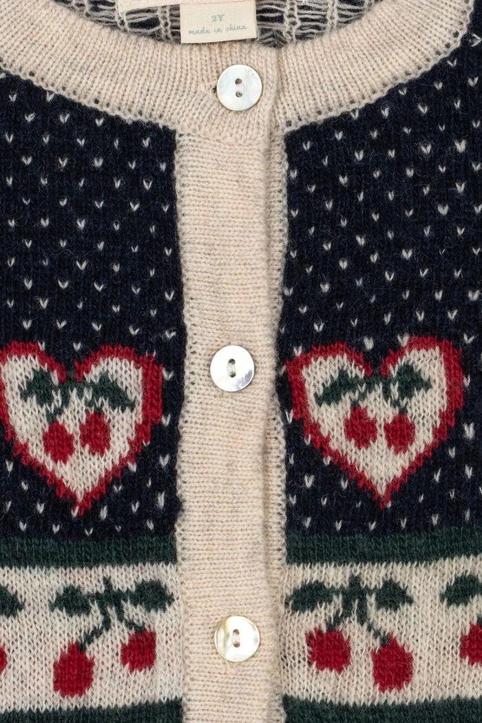Kardigan dziecięcy z wełną BELOU CARDIGAN Konges Sløjd granatowy KS106392.9BY2
