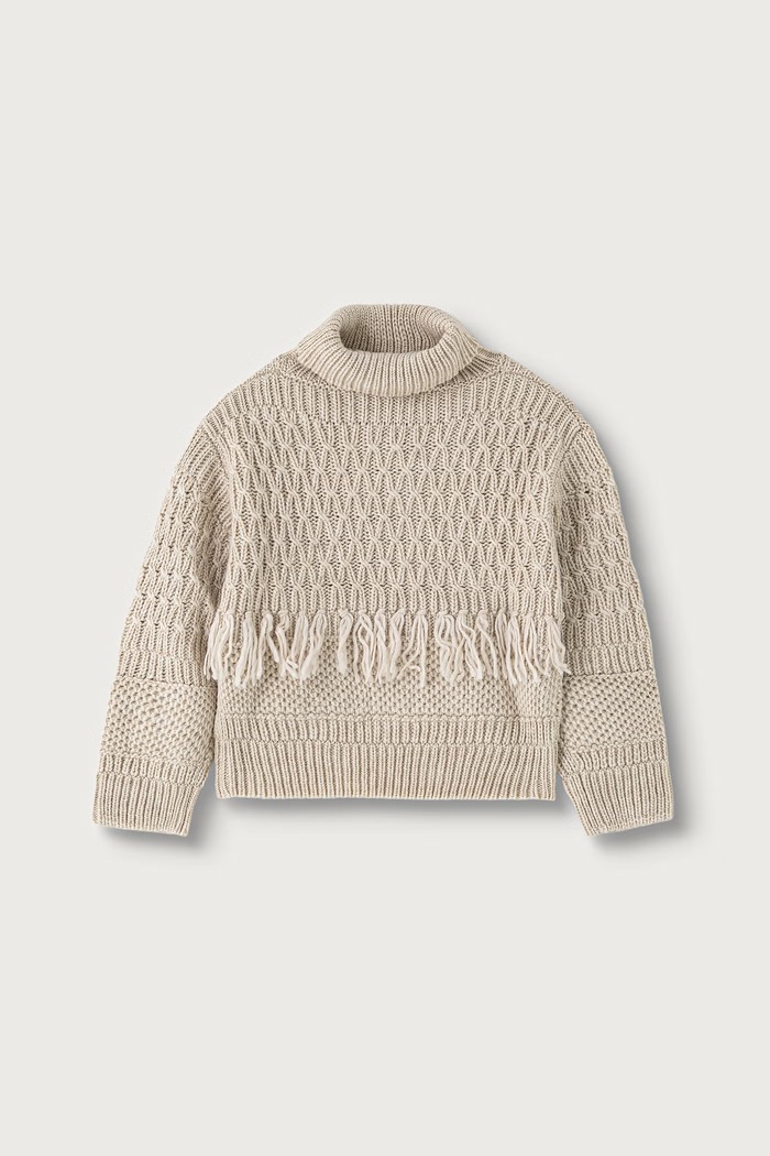 United Colors of Benetton Sweter dziecięcy z dodatkiem wełny 1OEPC200U.G.Seasonal beżowy AW26