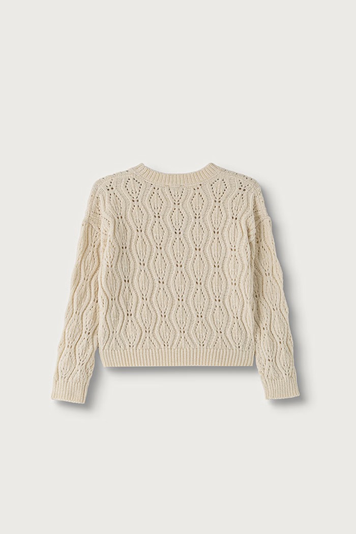 United Colors of Benetton Sweter dziecięcy ażurowy 1PEUC10AG.G.Seasonal beżowy AW26