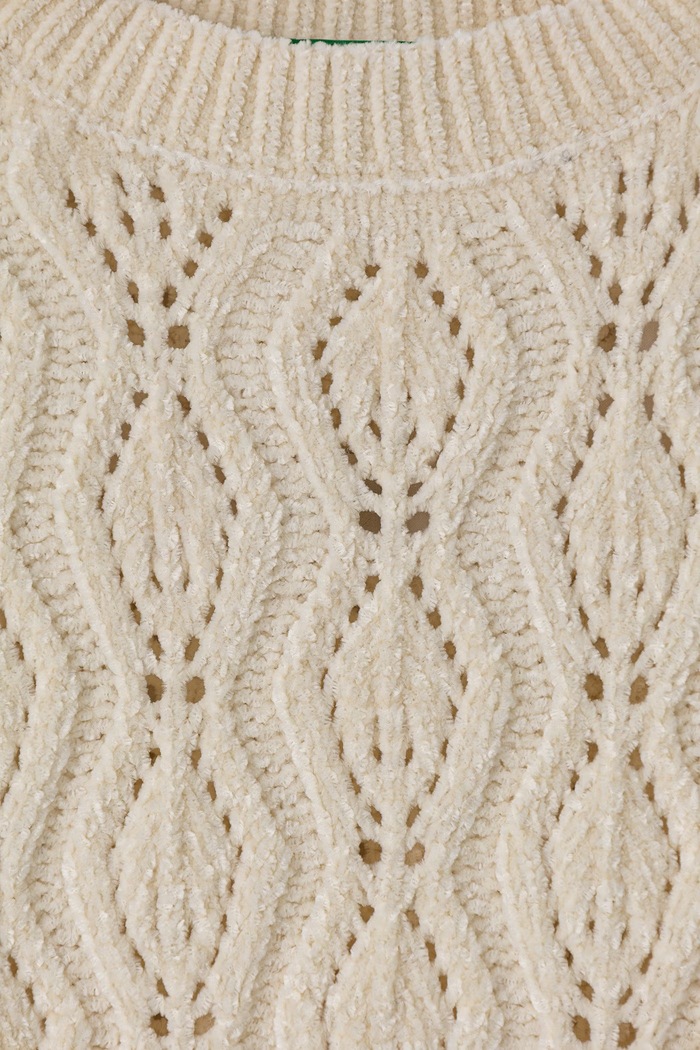 Dziewczynka United Colors of Benetton Sweter dziecięcy ażurowy 1PEUC10AG.G.Seasonal beżowy