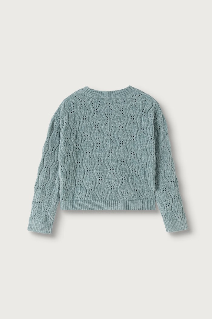 United Colors of Benetton Sweter dziecięcy ażurowy 1PEUC10AG.G.Seasonal zielony AW26