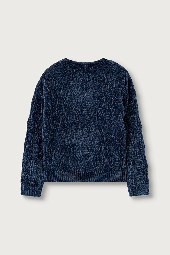United Colors of Benetton Sweter dziecięcy ażurowy 1PEUC10AG.G.Seasonal granatowy AW26