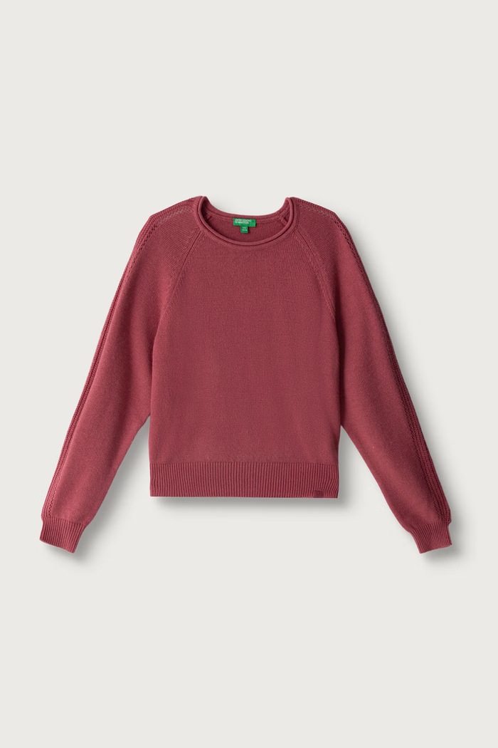 United Colors of Benetton Πουλόβερ παιδικό με μαλλί ροζ 1LU4C10AB.G.Seasonal