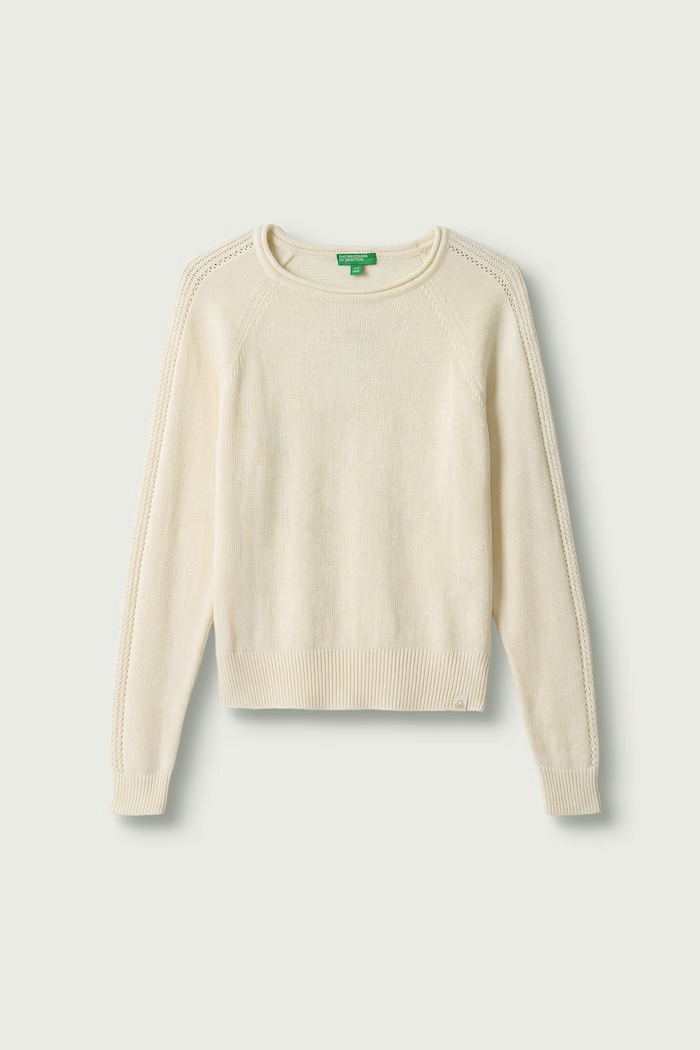 United Colors of Benetton Pulover za djecu s vunom bež 1LU4C10AB.G.Continuativ