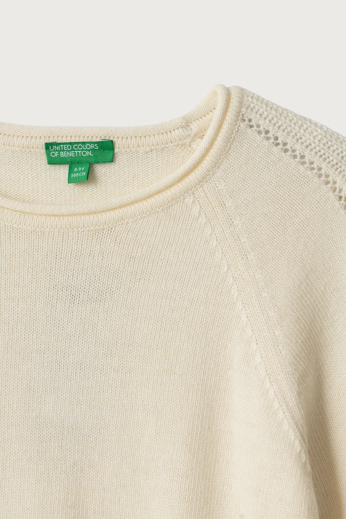 Djevojčice United Colors of Benetton Pulover za djecu s vunom 1LU4C10AB.G.Continuativ bež