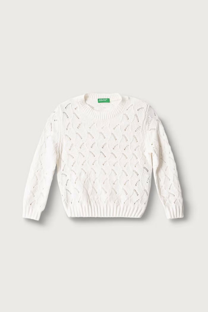 United Colors of Benetton Sweter dziecięcy biały 16CLG100O.P.Reproposal