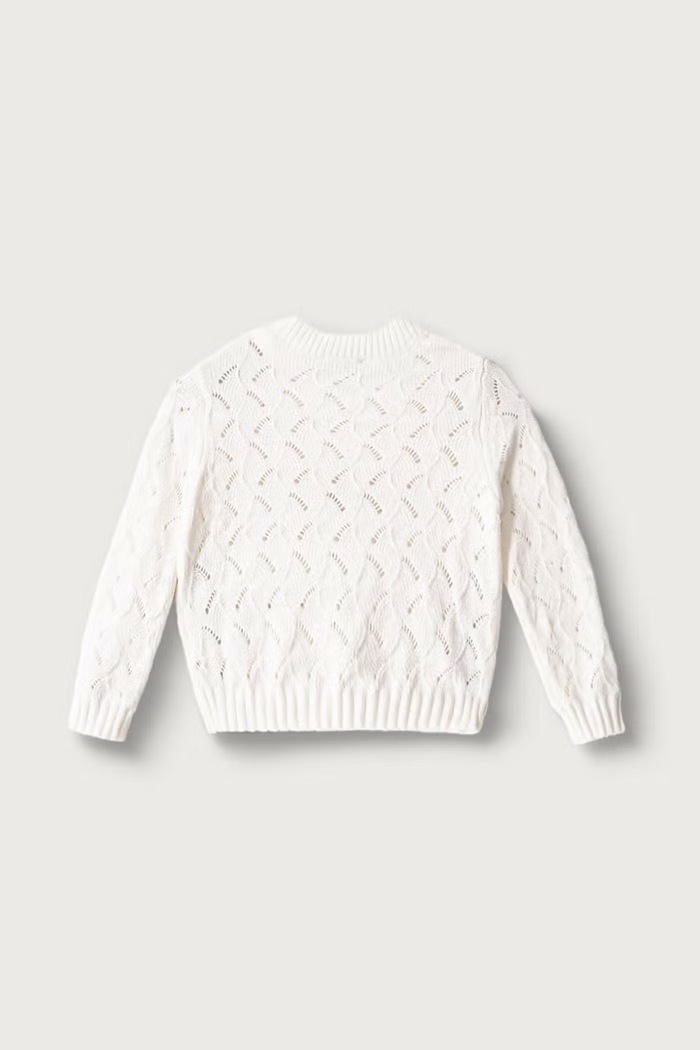 United Colors of Benetton Sweter dziecięcy 16CLG100O.P.Reproposal biały AW26